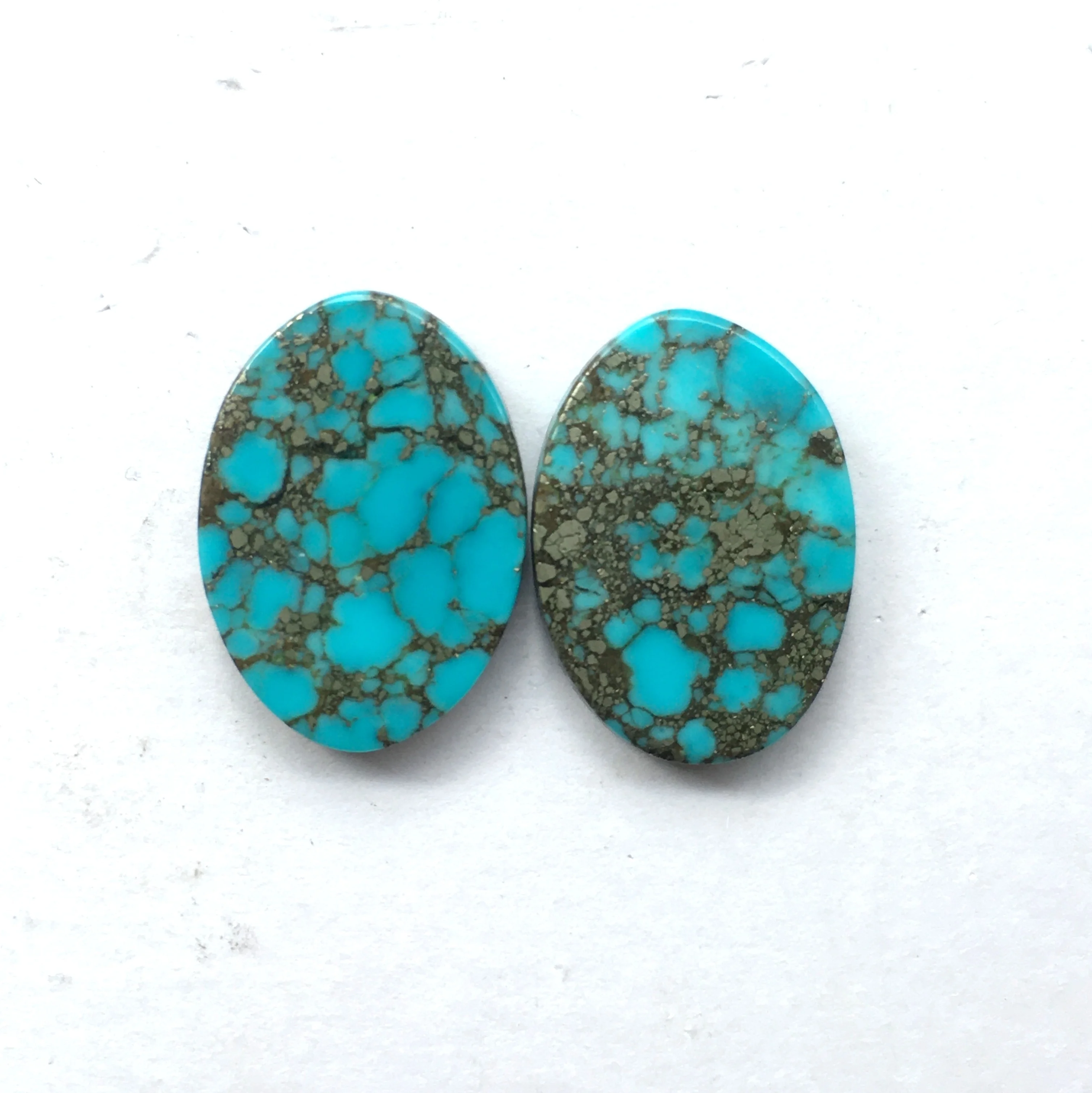 Turquoise Matched Pair Arizona Gemstone Loose Cabochon Sleeping Beauty Jewelry Turquoise Earring
