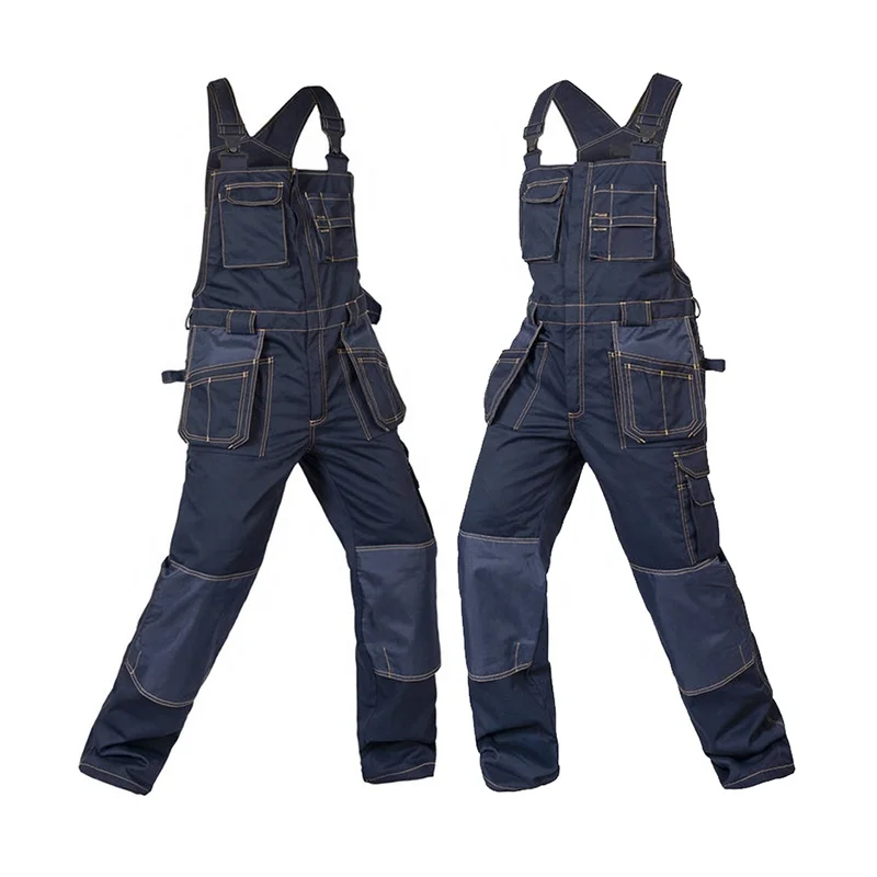 Workwear Coverall Work Bib and Brace Overall Pants Trousers Garage Dungarees Multi Pocket Working Mechanic Overalls