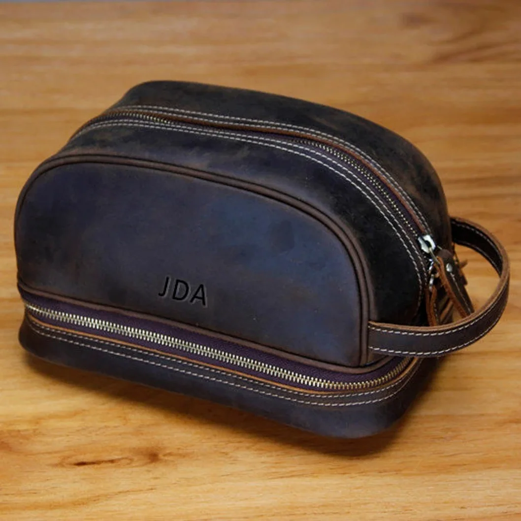 Подарочная кожаная сумка для влюбленных, персонализированная дорожная сумка для туалетных принадлежностей, Мужская косметика для макияжа, лучший подарок для мужчин