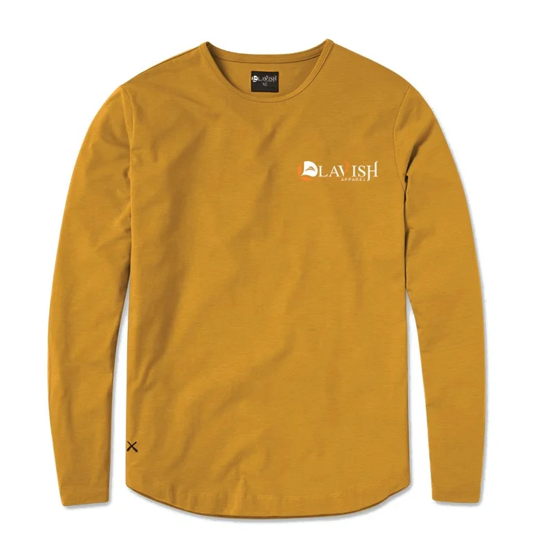 Casual Men T-shirt  Summer Fashion Long Sleeve O-neck Streetwear Top Tees solid custom color men T Shirts customized logo