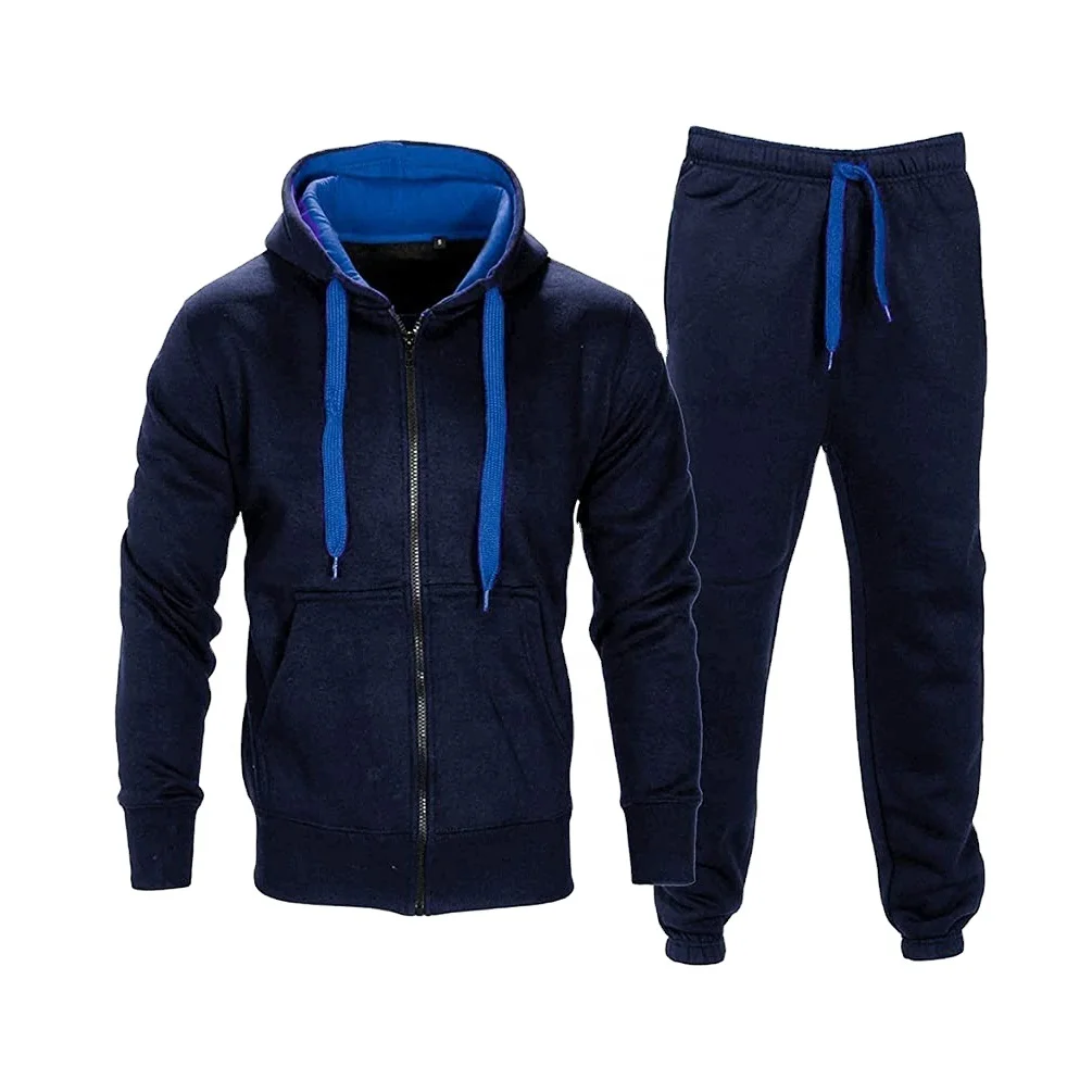 Cotton Plain Slim Fit Jogging Track Suits Men with custom logo