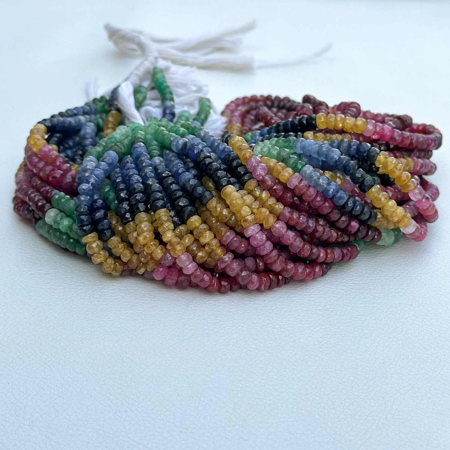 Top Selling Natural 5mm Multi Precious Sapphire Emerald Ruby Faceted Rondelle Gemstone Beads For DIY Jewelry Making At Sale