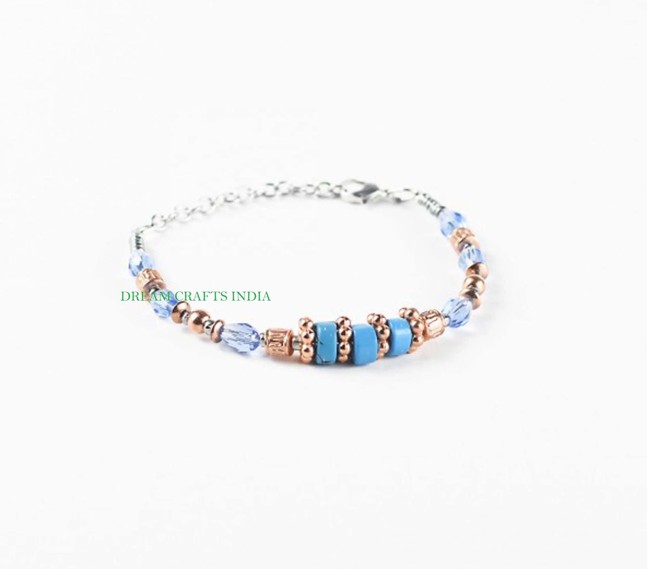 New 2023 Semi Precious Gemstone and Copper Jewelry Bracelet Metal and Stone Beaded Light Weight Adjustable Size Bangles for Sale