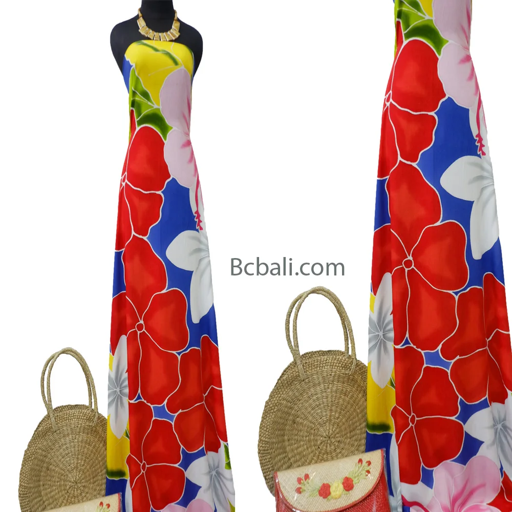 Wholesale Price Summer Clothing Beach Cover Sarong Pareo Rayon Handpainting Floral Tropical Design No 1 Quality Material