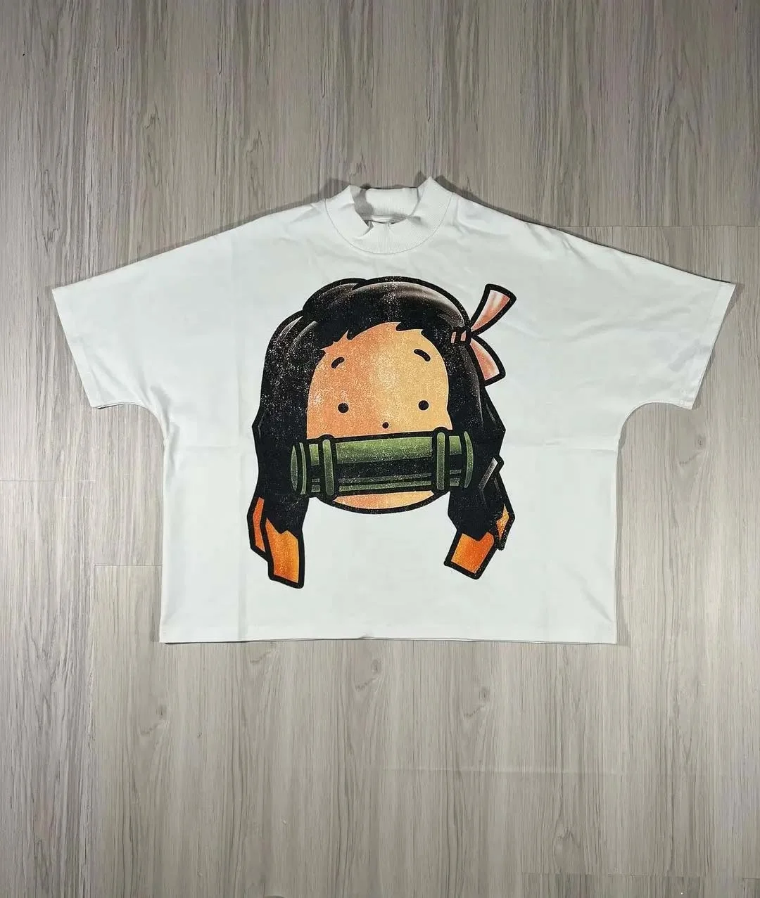 Custom Anime Graphic Print Cropped Boxy T Shirt Heavyweight 300 GSM Cotton Oversized Boxy Fit T Shirt Men y2k Streetwear Clothes