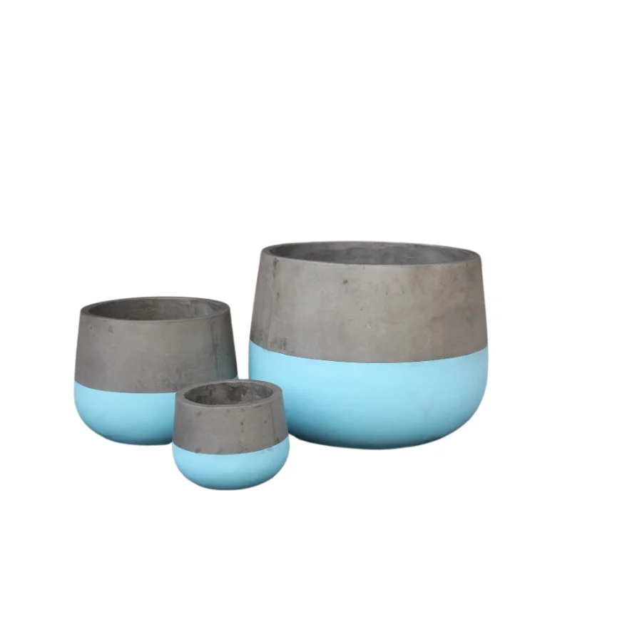 Large Rectangular Lightweight Fiber Concrete Planters with Paint Coating for Flowers and Green Plants