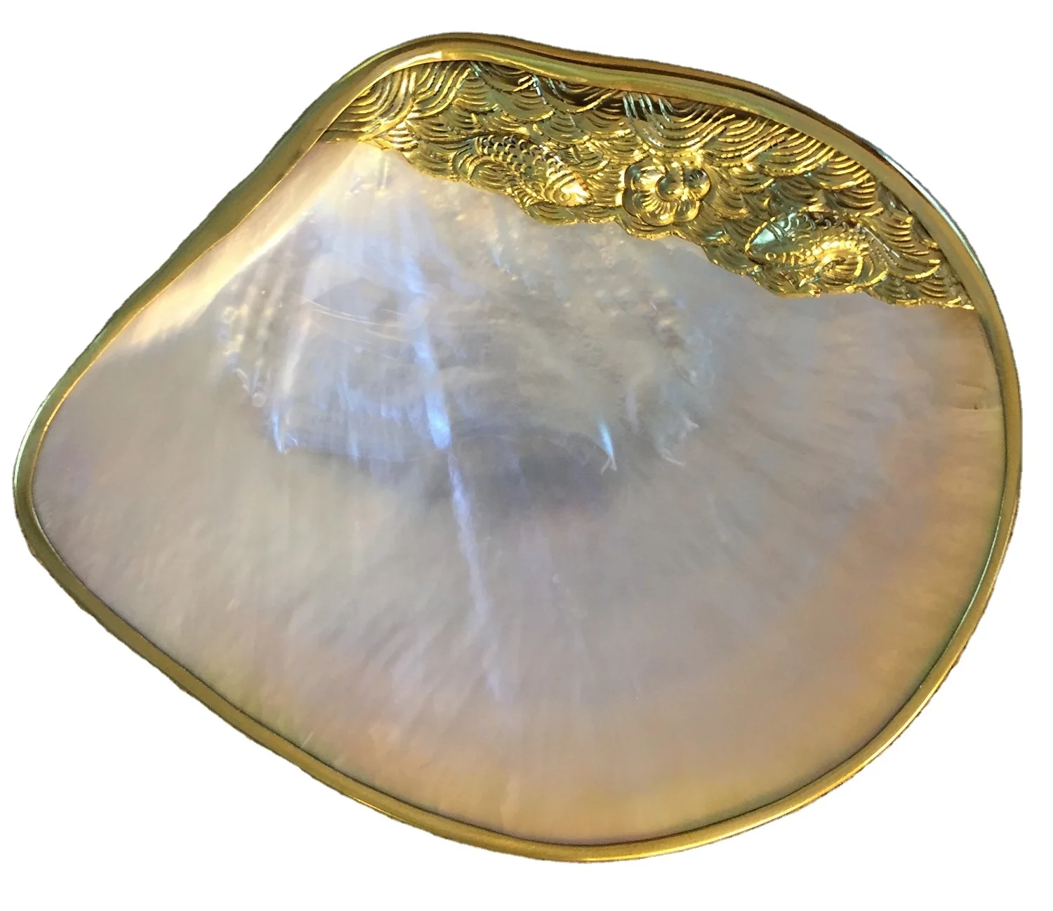 GOLD INLAID PINK Pearl Plate , Mother Of Pearl Plate, Caviar Mop Dish from Vietcrafts