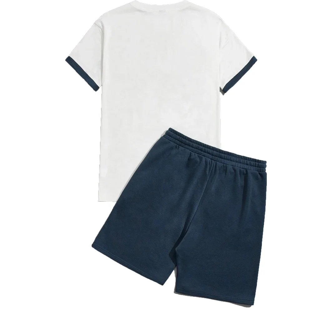 Mens Tee Shirt Short Set Custom Logo Summer 2 Piece Twin Set Thin Quick Drying Sportswear Short Sleeve Jogging Wear Tee OEM