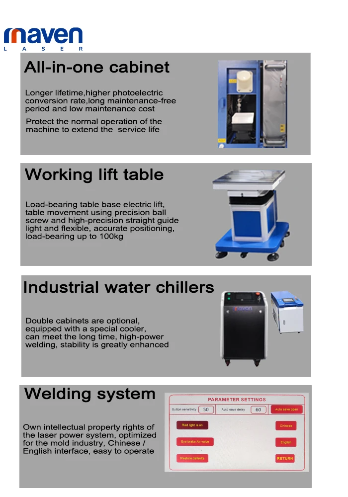 fiber laser mold welding machine with hangarm manual soldering for mold repaired with CCD and micscope joy sticker controller