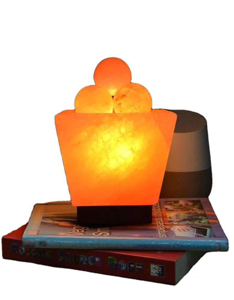 premium quality Himalayan Pink Salt Cube Shape Fire Bowl Salt Lamp OEM ODM customization logo