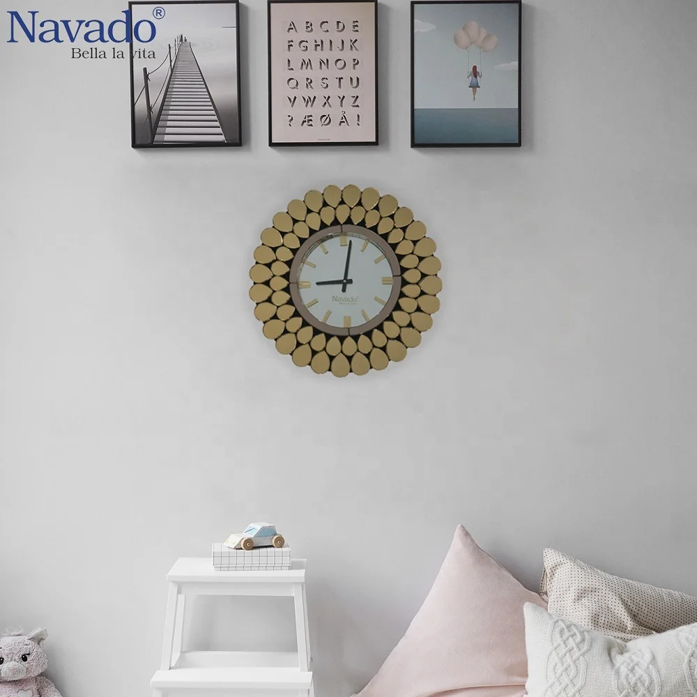 Креативные Роскошные зеркальные настенные декоративные часы художественный Декор для гостиной павлиний желтый