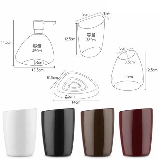 Badezimmer-Sets Accessoire Salle De Bain Hotel Bathroom Decor Ceramic Toothbrush Holder Cup Soap Dish Dispenser Bathroom Sets
