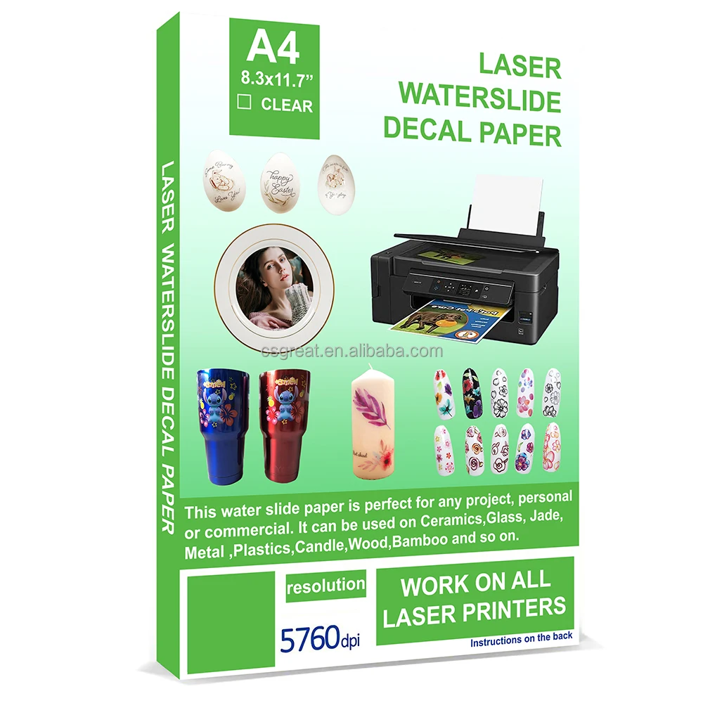 Magic Coating Water Transfer Clear Film Inkjet Laser Waterslide Decal Transfer Paper for Glassware/Ceramic/Guitar Decals