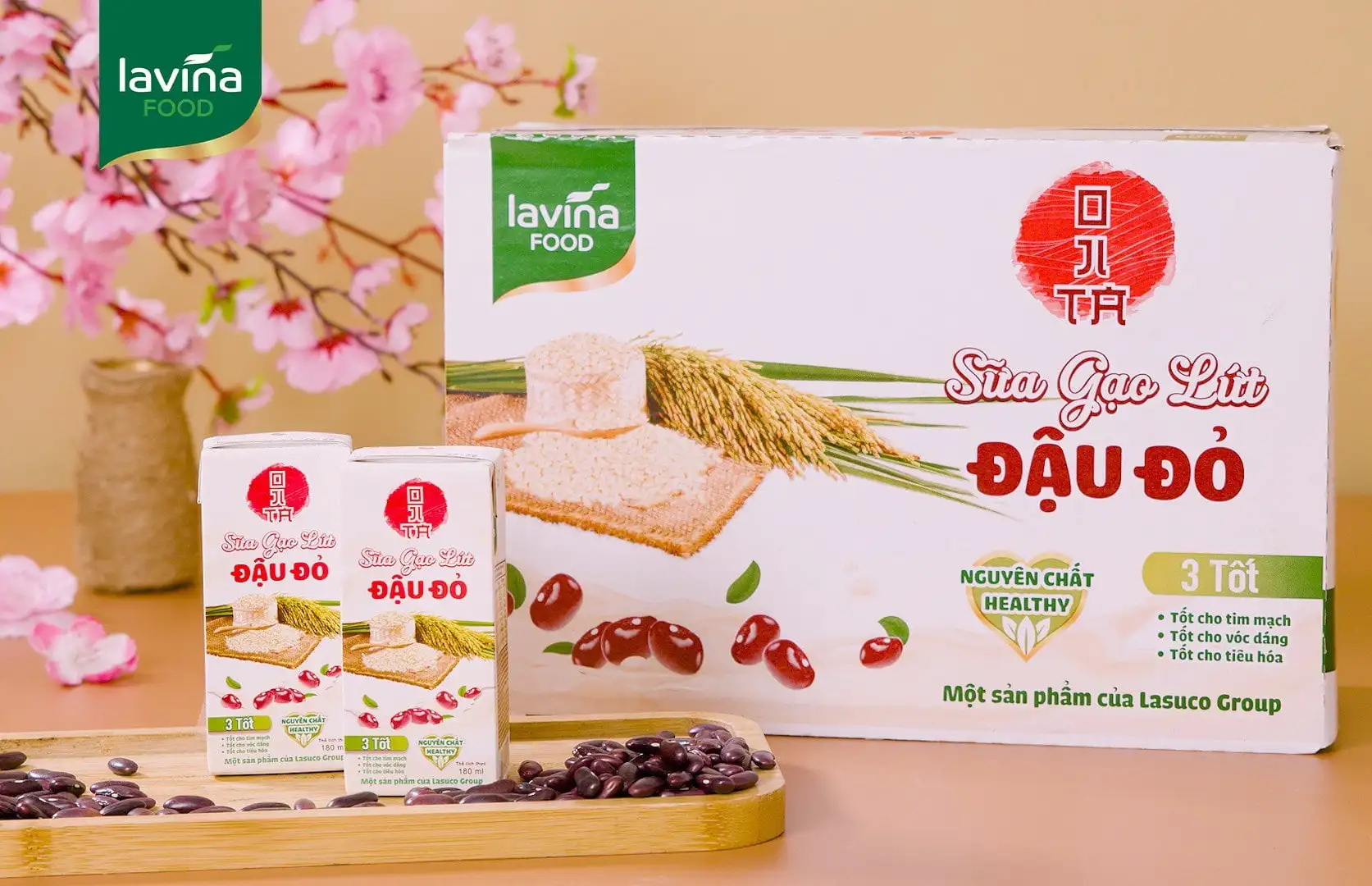 Natural UHT  Nutrient Beverage Brown Rice Milk Red Bean Plant-Based Milk 180Ml Box Wholesales Vietnam Origin