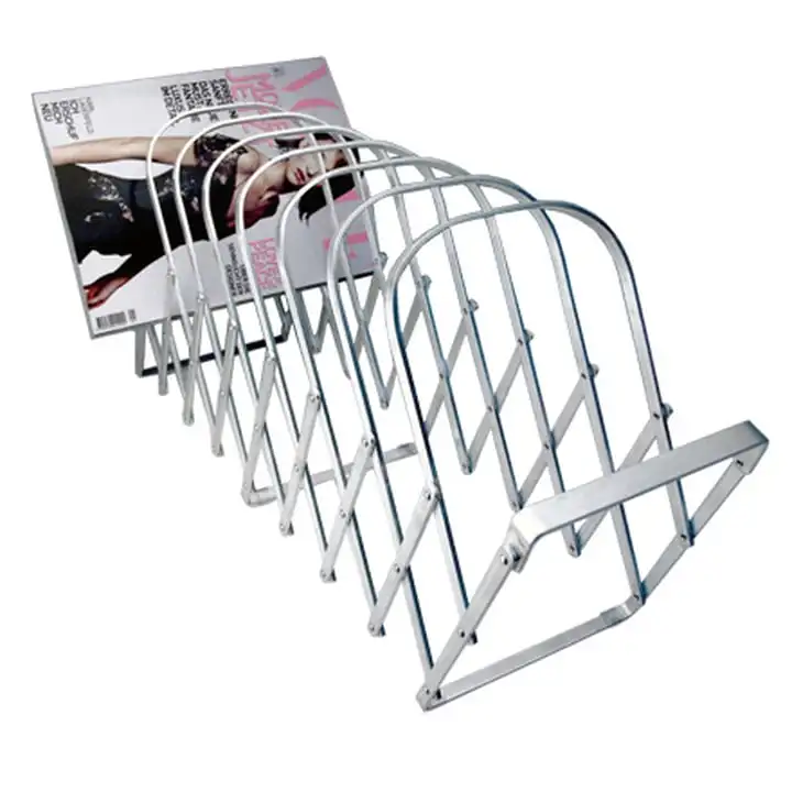 Metal Iron Mesh Wire Office Table Magazine Foldable Rack With Silver Finishing Newest Design Office Document Storage Holder