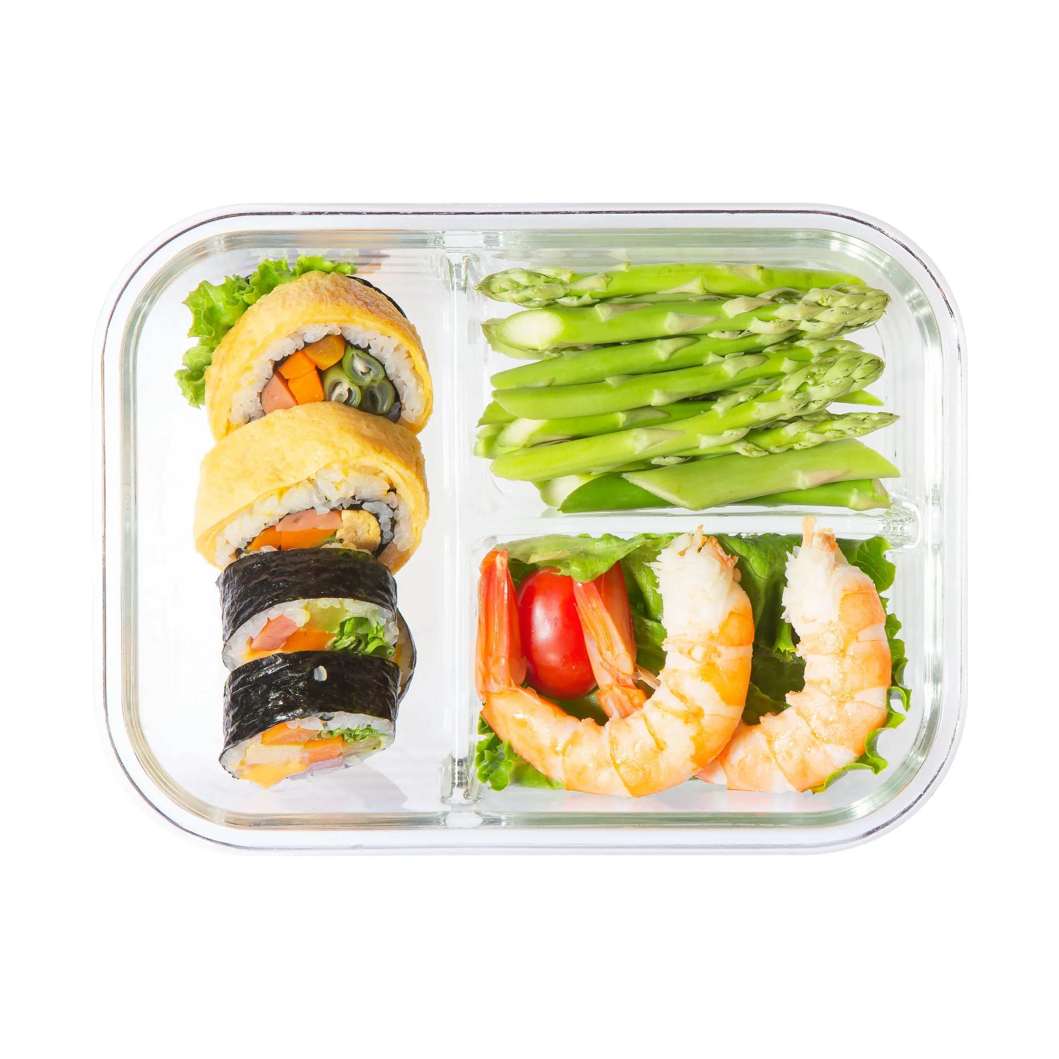 Nikko 1040ml Rectangular Glass Storage Container 3 Compartments BPA Free Air Water Tight Heat Resistant Best Choice Lunch Food
