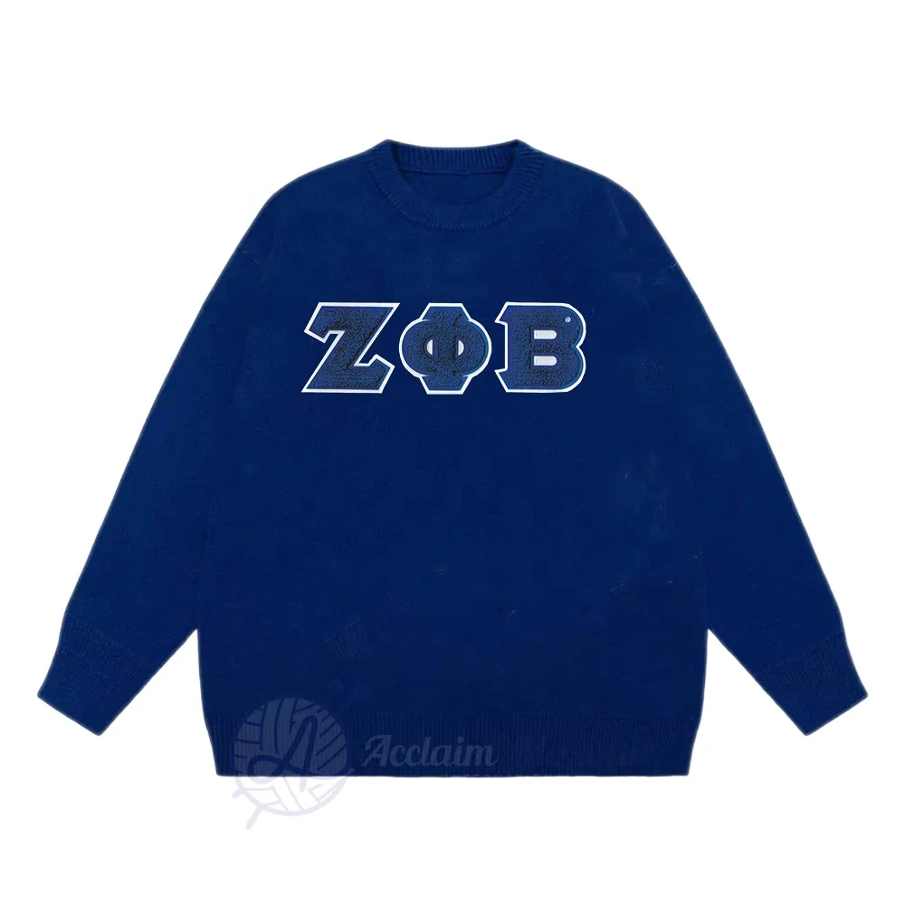 Alpha Zeta Omega Finder Women Sorority Sigma Zeta Soft Acrylic Yarn Customized O Neck Cardigan Sweaters
