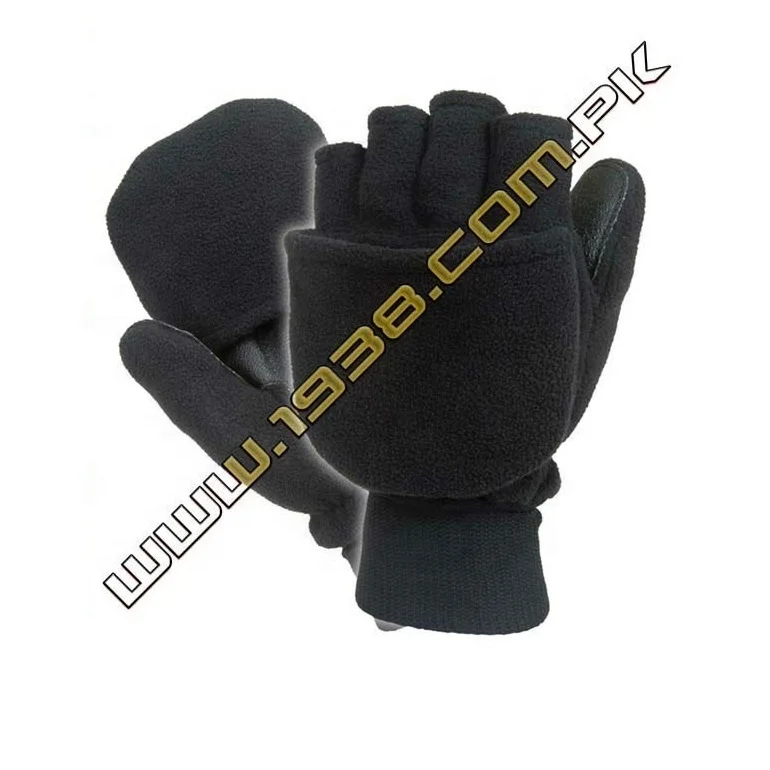 Thermal Lined Fleece Postal Mitt Mittens Half Finger Hand Warming Lightweight Leather Gloves From Pakistan