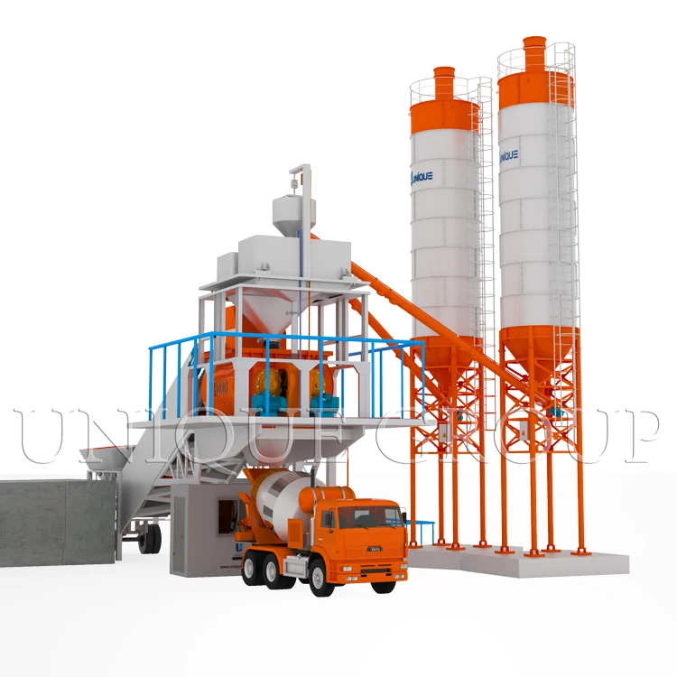 Small capacity 25m3/H mobile cement batch mixing mini concrete plant in philippines