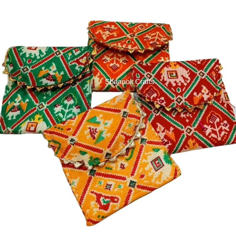 Attractive Traditional Beautiful Handcrafted Handmade Printed Poly-silk Fabric Pouches Evening Clutches Handbags for Women