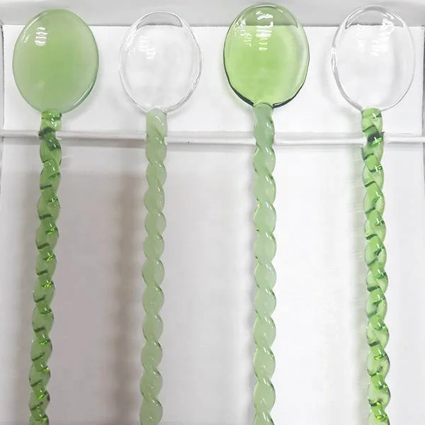 Customized Box Available Colored Handmade Stirring Glass Spoon