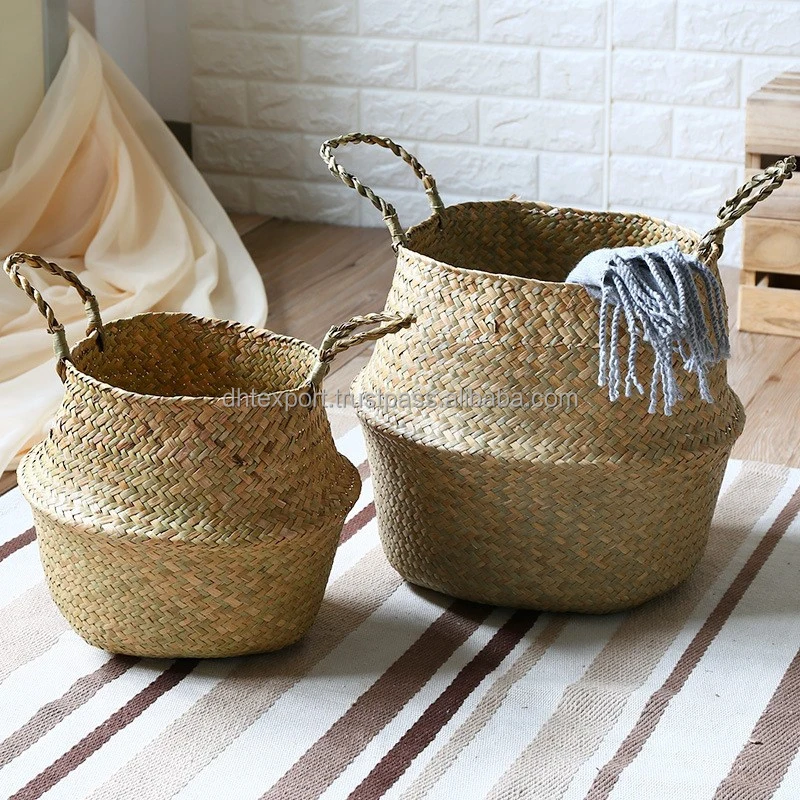 2022 Best Selling Woven Rattan Seagrass Basket Storage Box Foldable Storage Basket Dht Handicraft Manufacture Vietnam