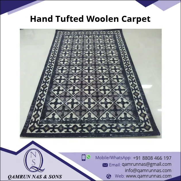 Boho Handmade Black and Gray Rugs and Carpet Knotted Rug 1 Piece Living Room Modern Luxury Carpet Hall Hand Tufted IN;34648 QNS