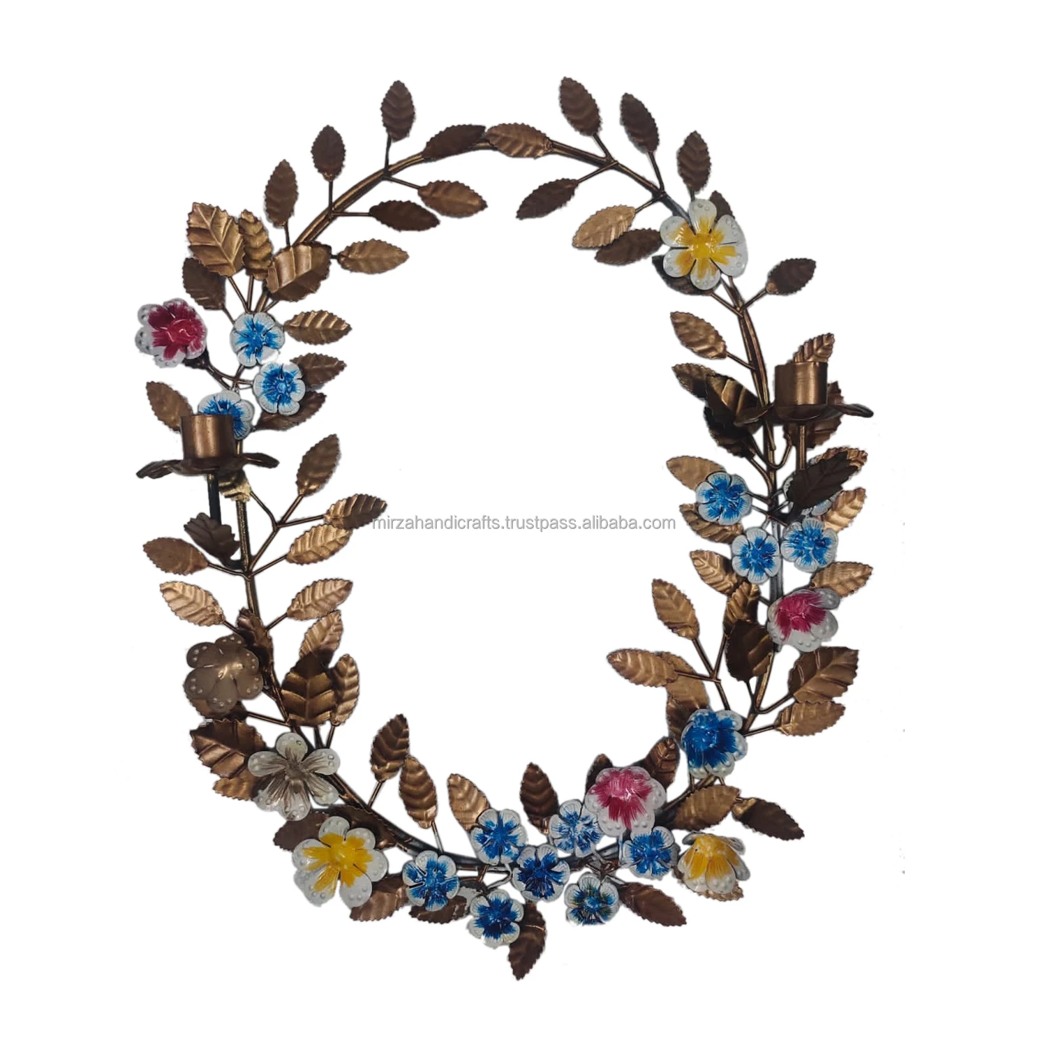 Wholesale Green Leaf Garland Door Wreath Wedding Decoration with Colored Artificial Plastic Metal Greenery Colorful Wreaths