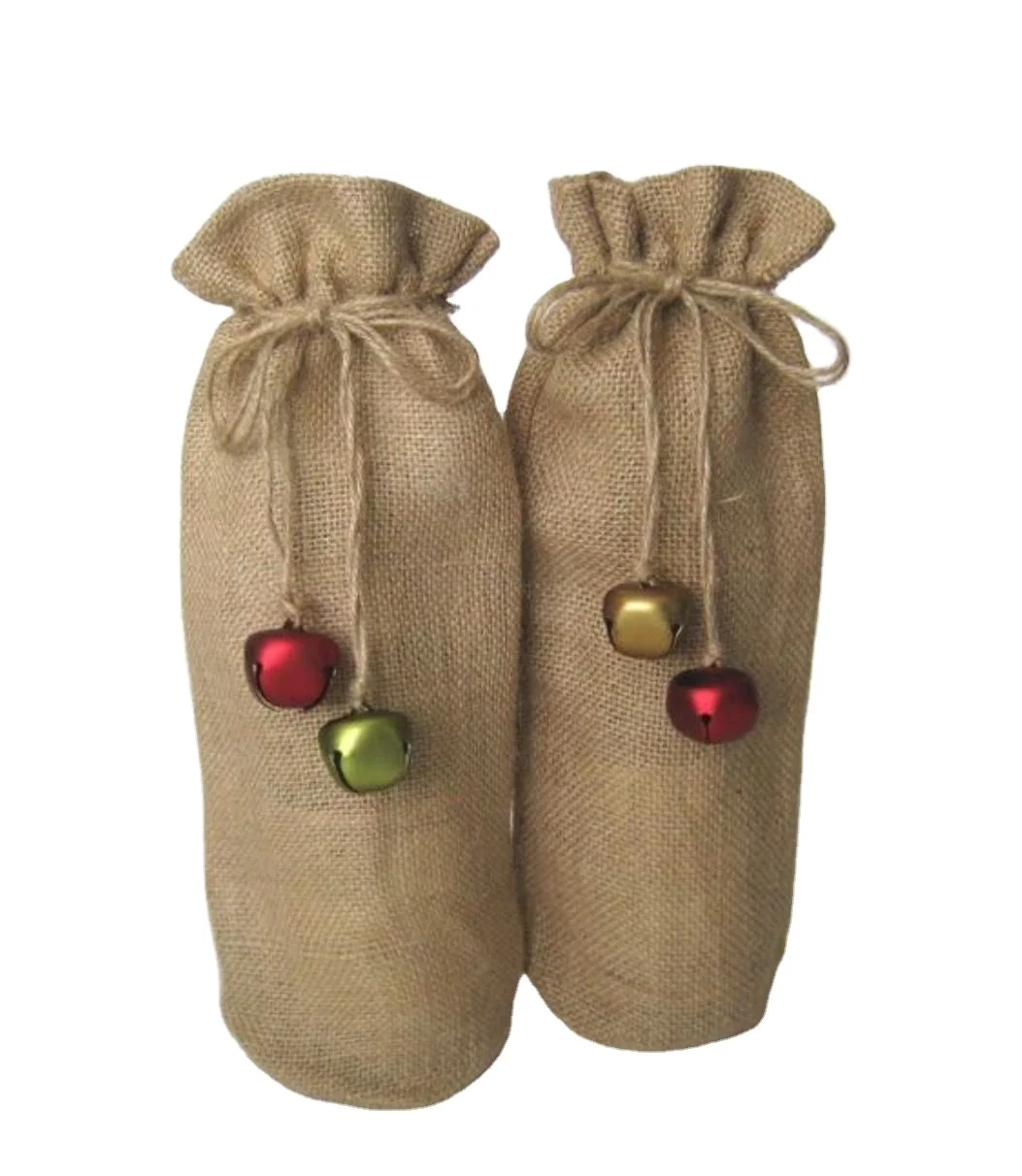 Eco-Friendly Reusable Jute Wine Tote Bags with Custom Logo Screen Printing and Cotton Handle for Gifts in India