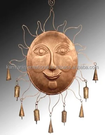 Металлические настенные подвесные антикварные колокольчики Sun face индийского искусства