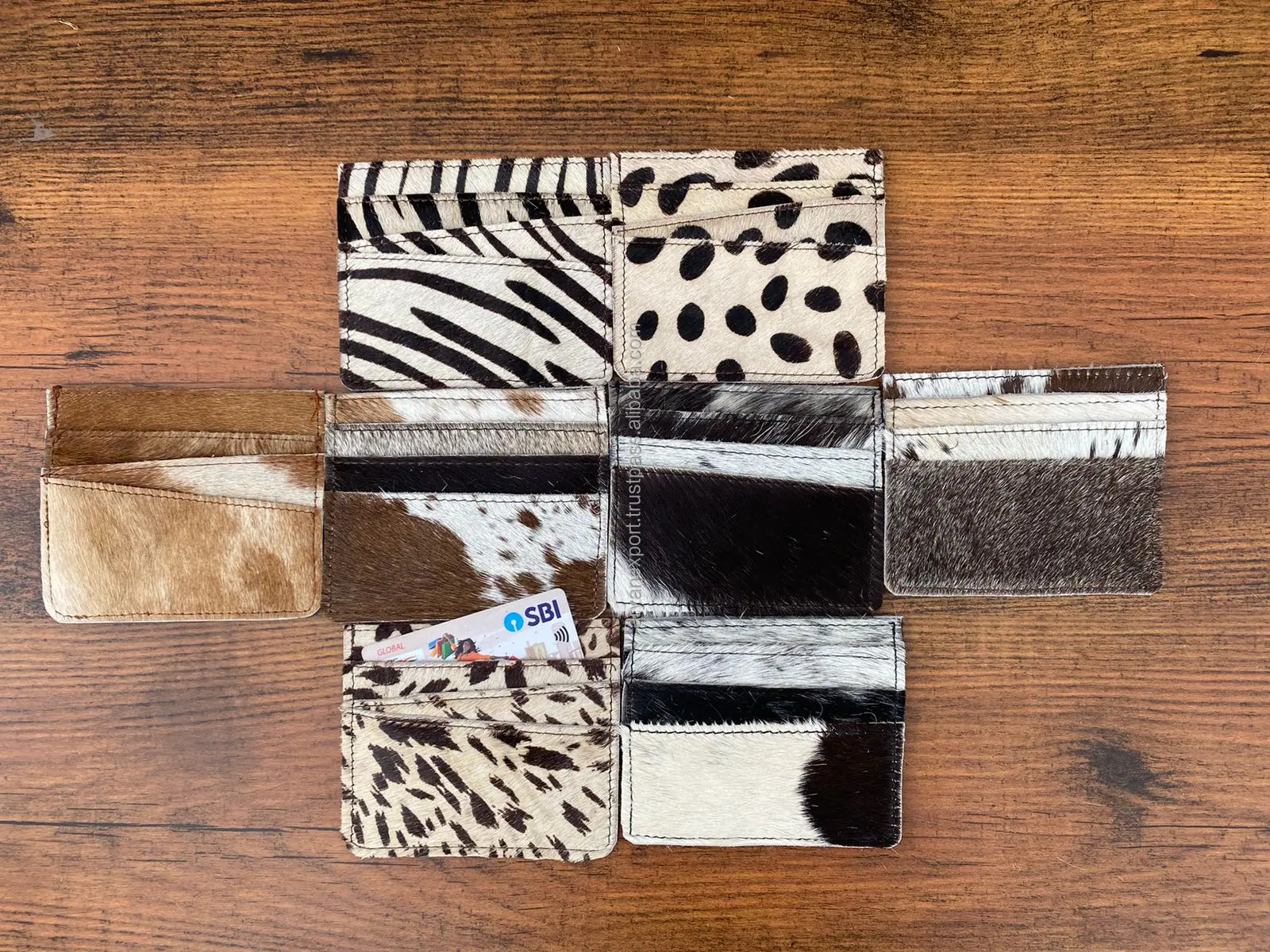 Attractive Stylish Unisex Cowhide Fur Leather ATM Card Holder Wallet For Credit Cards ID