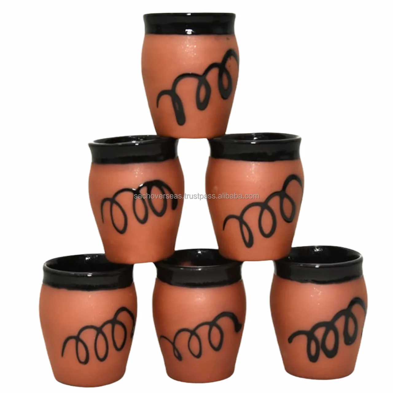 Non Toxic Reusable Brick Design Traditional Indian Brown Mitti Oval Shaped Clay Coffee Mugs For Drinking Tea Coffee Milk Juice