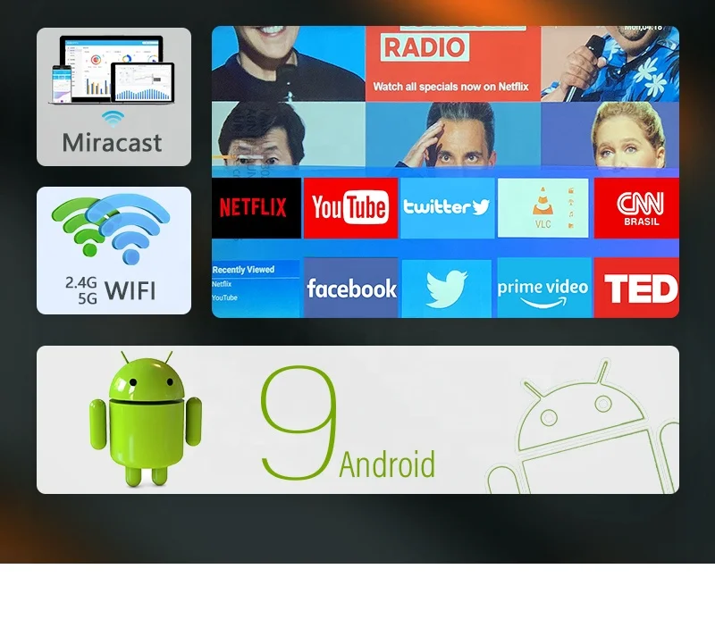 Умный Цифровой проектор AUN AKEY9S высокой четкости, коррекция трапецеидальных искажений, распродажа, проектор 1080P поддерживает 4K