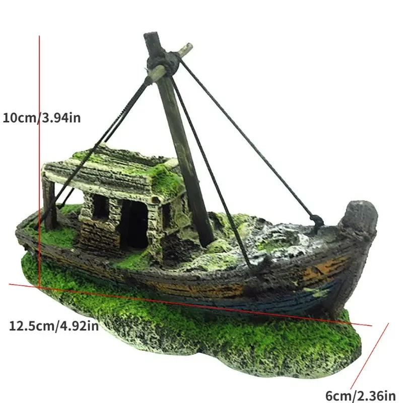 Aquarium Fish Tank Landscape Pirate Ship Wreck Ship Decor Resin Boat Ornament Aquarium Accessories Decoration