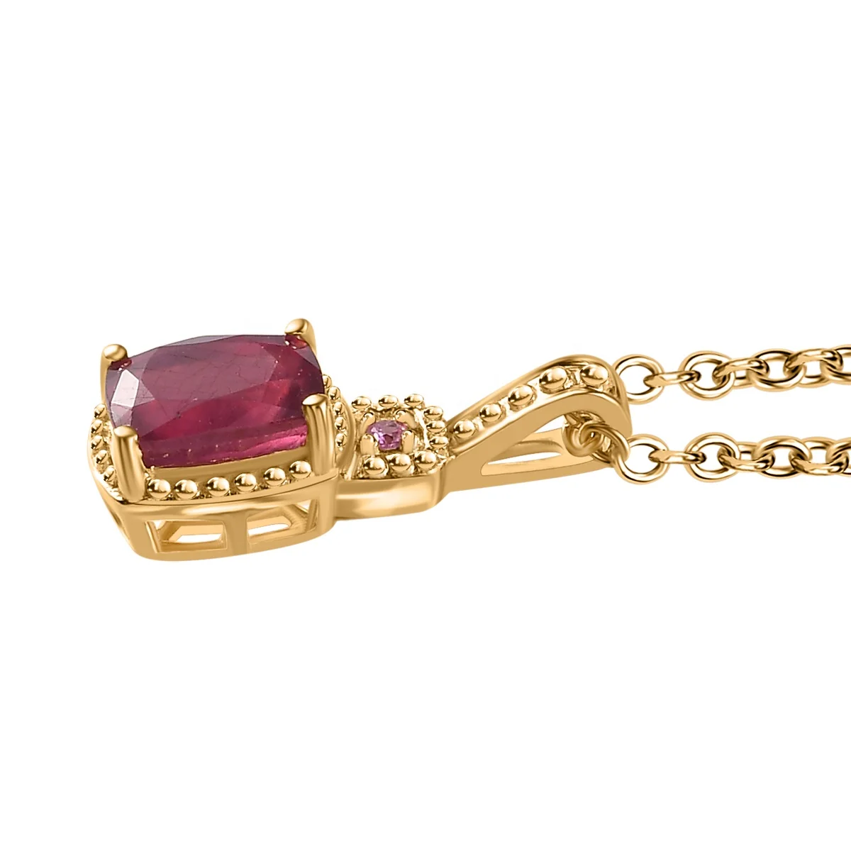 Niassa Ruby (FF) and Pink Sapphire Stud Earrings Ring Pendant Vermeil YG Over Sterling Silver High Quality Wholesale Jewelry