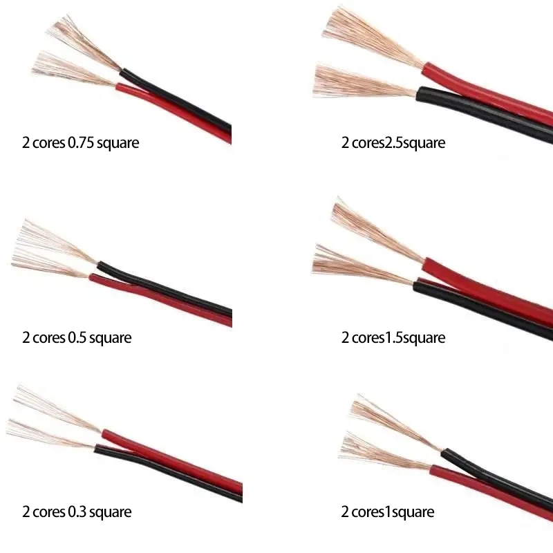 RVB 100M Power Cable with PVC Jacket Electrical Audio Red Black for Speaker VGA Connector for Computer Microphone Camera Monitor