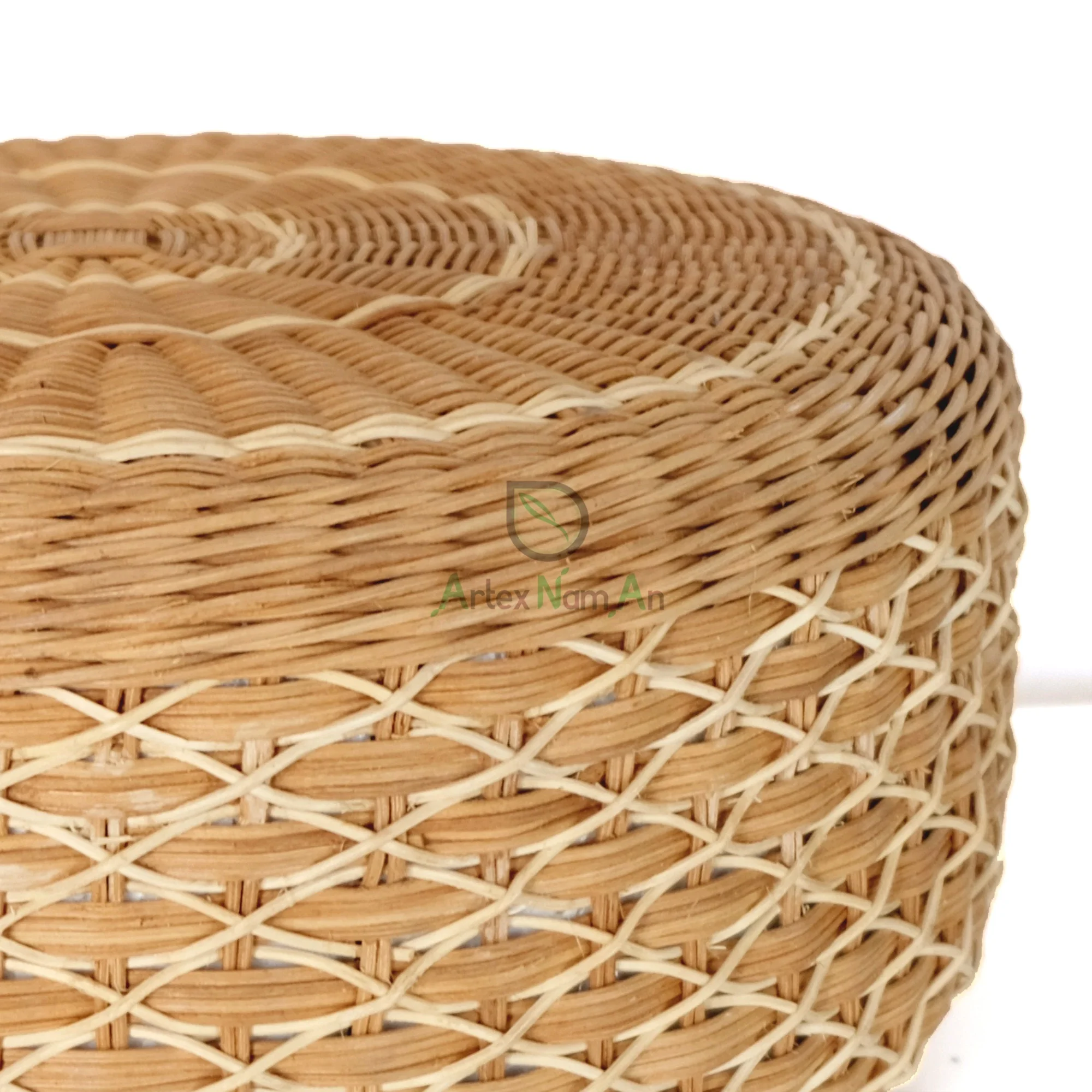 Large round rattan floor cushion/straw woven pouf stool ottoman for living room/rattan furniture for home decor