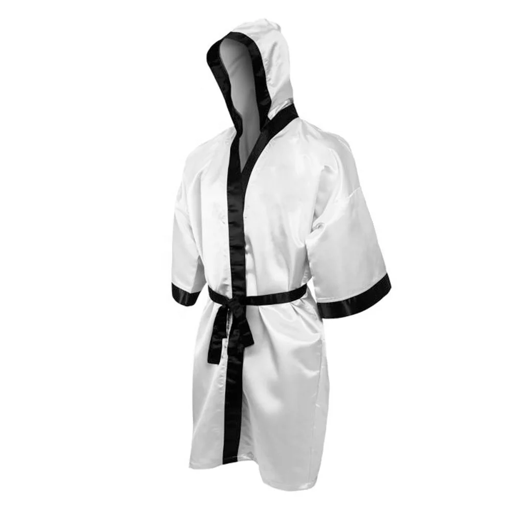 New Multi Colors Designs Boxing Robes With Hood Custom Made Design Polyester Satin Boxing Robe For Men With Custom Logo and Tags