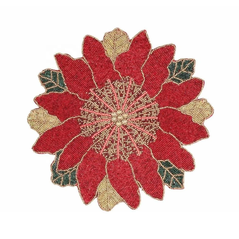 High Quality Round Glass Beaded Place Mats Handmade Glass Beaded Charger Plate Coffee Table Beaded Mat Dinning Table Place Mat