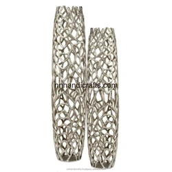 Wholesale Simple Design Aluminium Metal Silver Nickel Plated Casted Perforated Other Vase Table Vase Modern Unique Table Vase