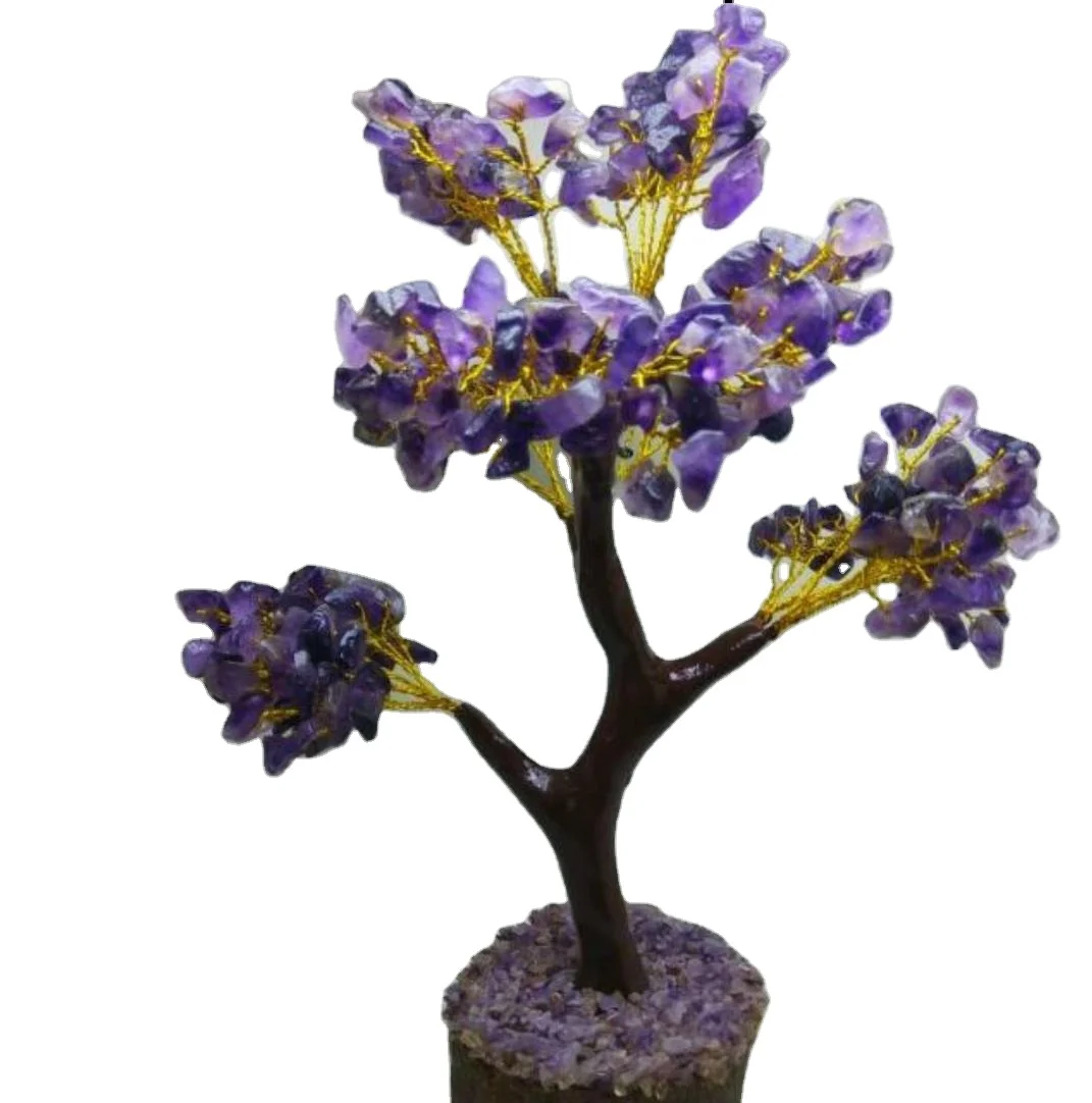 
Wholesales Natural amethyst healing chips hand made crystal Christmas tree For Decoration spiritual amethyst quartz 