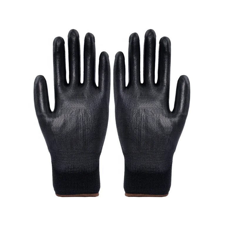 Wholesale Black High Quality Durable Wear resistant and Non-slip Work Pu Gloves