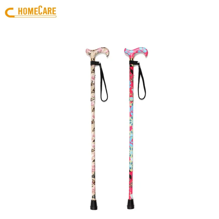 Outdoor Plastic Handle Color Pattern Fashion Walking Stick for Elderly
