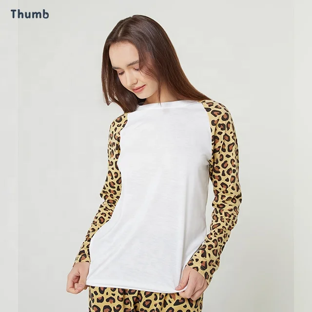 T Shirt Leopard Cheetah Raglan Made in Thailand Casual Sleeve Polyester for Sublimation Printing / Cotton Blank Men Jersey