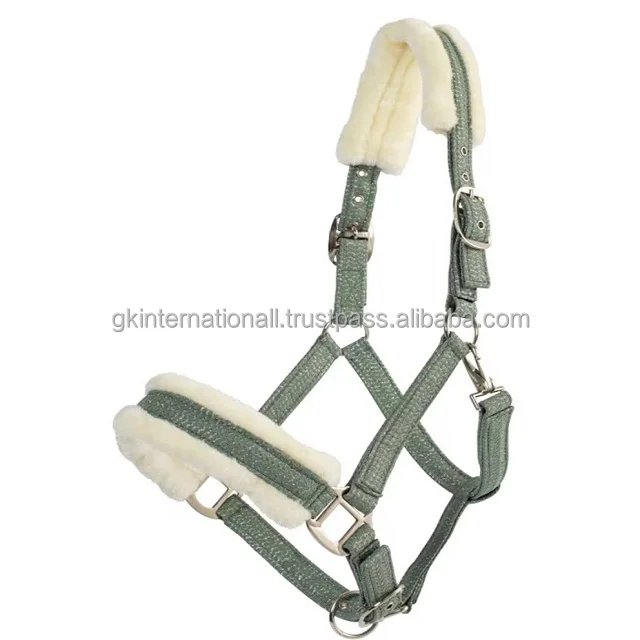 Nylon Webbing Horse Halter High Comfort High Quality Fleece Sponge Padded Horse Halter with Fleece Cushion Nylon horse halter