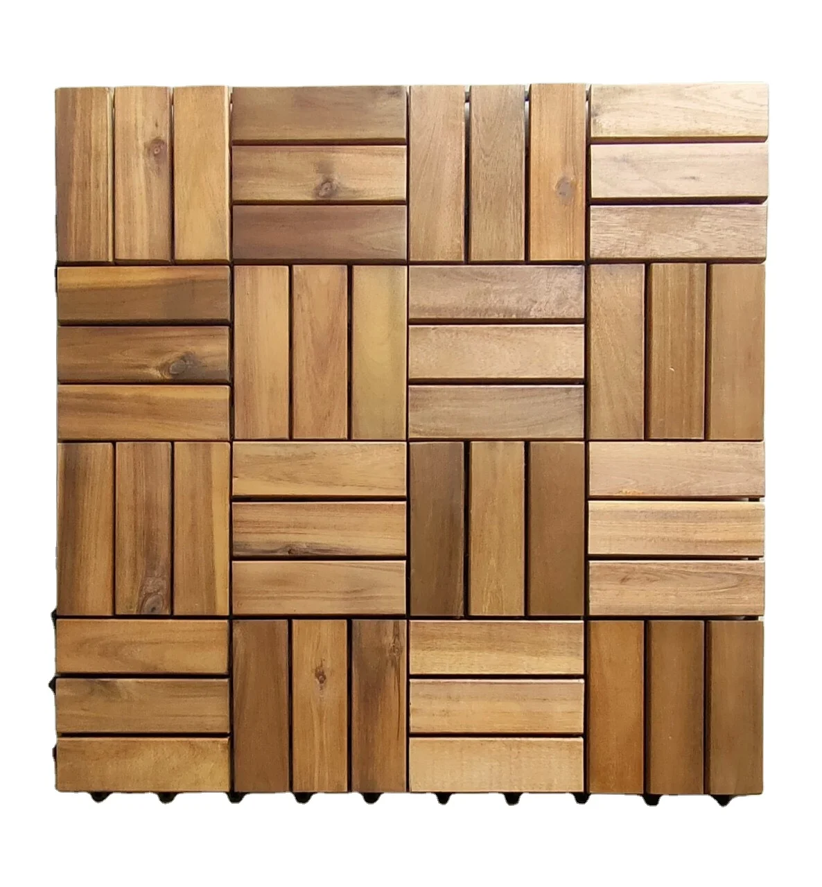 Elegant Modern Acacia Engineered Wood Deck Tile Hot Sale 6 Slats With UV Protection for Outdoor Furniture & Garden Use