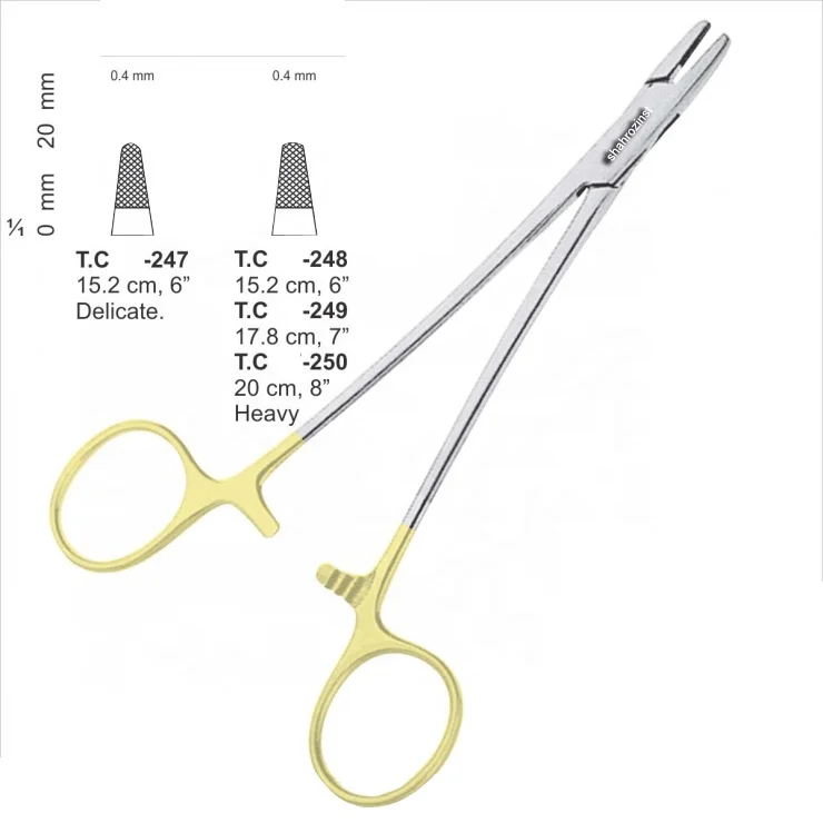 Держатели для игл Halsey Half Gold TC хирургические щипцы HALSEY держатели T.C (гладкие из карбида вольфрама