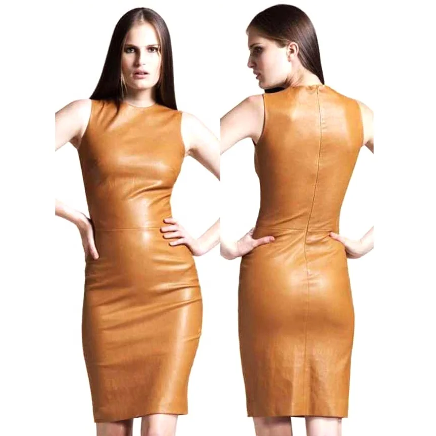 2022 new arrivals high street fashion women Leather Dress manufacturer top product women leather Dress