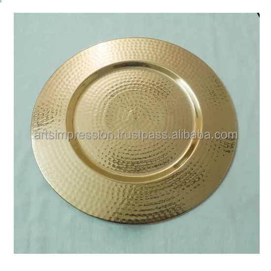 Top Model Fancy Round Shape Metal Charger Plate With Border Design Premium Quality Silver Color Under Plates For Kitchen Use