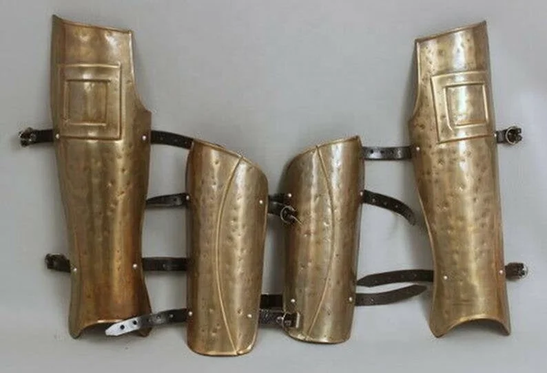 Gothic Leg Guard Bracer Armour Set Medieval Knight Crusader Spartan Inspired 300 Spartan Movie 18GA Gift item